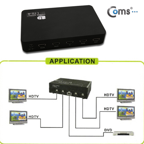Coms HDMI 분배기 - 4:1 제품/ 영상 동시 출력/ HDMI 1.3 규격 지원