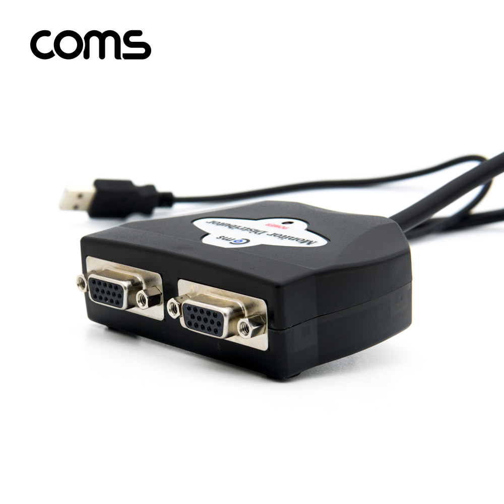 Coms 모니터 분배기 2:1, 케이블 일체형/ USB 전원
