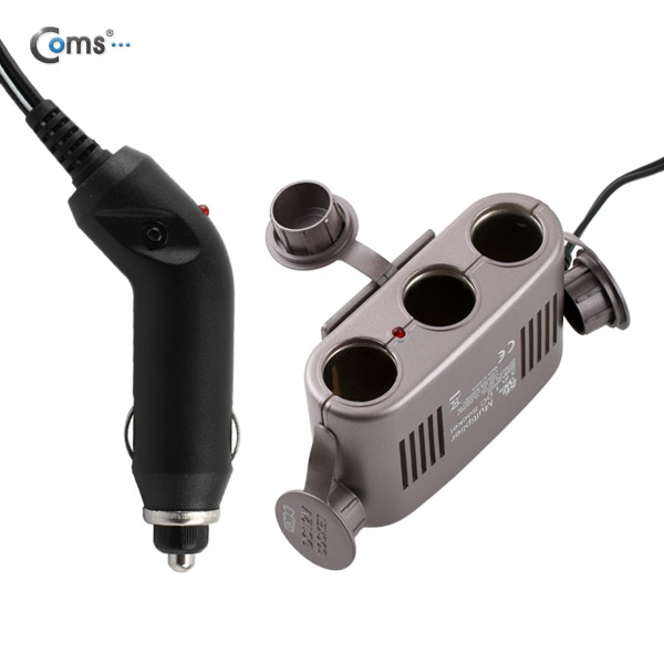 Coms 차량용 시거잭 멀티 전원 소켓 3구 - 1.3m 케이블 [MW230]