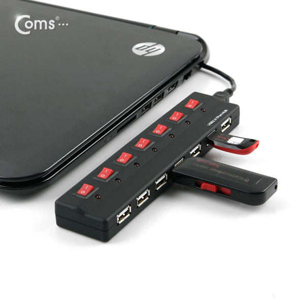 Coms USB 2.0 7포트 허브 (개별스위치)