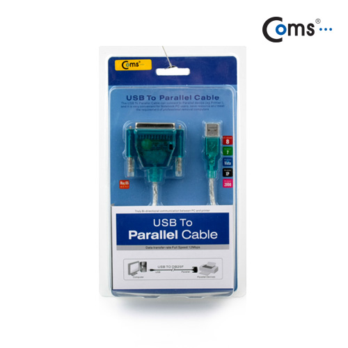 Coms USB 패러렐 컨버터, 25핀(DB25F), 프린터케이블 연결, win7지원