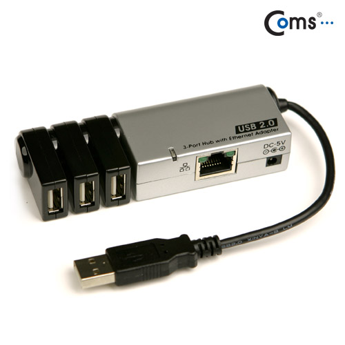 Coms USB 허브 2.0, (3P + RJ45)