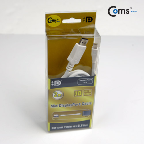 Coms 미니 디스플레이포트 변환 케이블, 2M / DP(input)/Mini DP(output)/DisplayPort