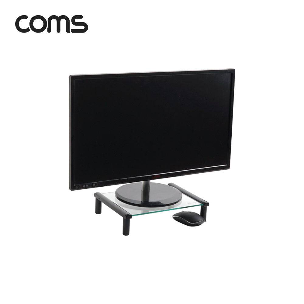 Coms 마우스 숨김 모니터 받침대(블랙), 스탠드