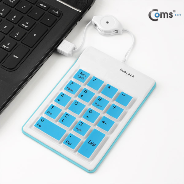 Coms 키패드-USB 자동감김[고무/파랑/B-1098B]