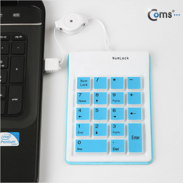 Coms 키패드-USB 자동감김[고무/파랑/B-1098B]