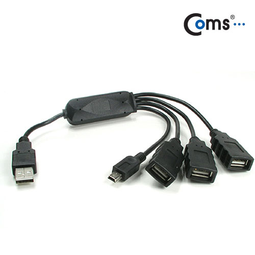 Coms USB2.0 4포트 허브 - 문어발 형태, 미니 5핀 단자