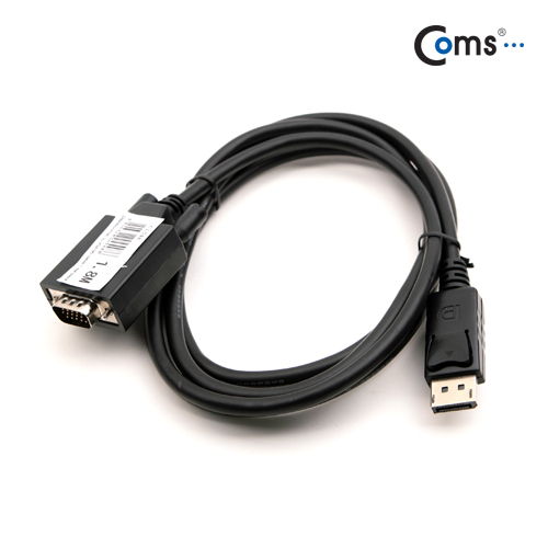 Coms 디스플레이포트(M) to VGA(M) 케이블 1.8M 블랙/DP/DisplayPort
