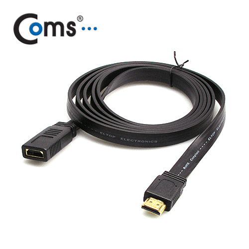 Coms HDMI FLAT 연장 케이블 2m - M/F 타입, 평면형으로 선정리가능