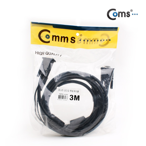 Coms 모니터 오디오 통합케이블(RGB+Stereo) 3M