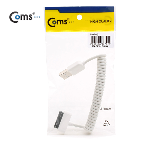 Coms USB 2.0 케이블(Short/iOS 스마트폰),스프링 White, 데이터/충전, 15~50cm