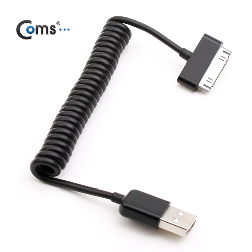 Coms USB 2.0 케이블(Short/IOS),스프링 Black, 데이터/충전, 15~50cm