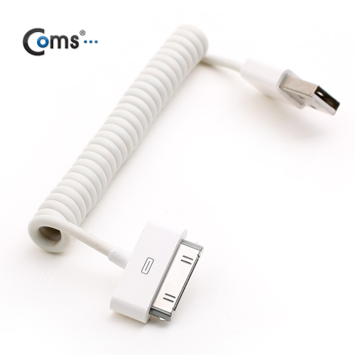 Coms USB 2.0 케이블(Short/IOS),스프링 White, 데이터/충전, 15~50cm