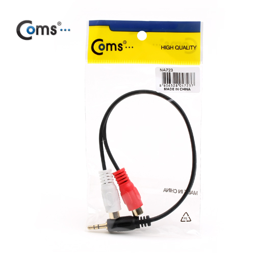 Coms 스테레오/RCA(2선) 케이블, 20cm/ 3.5 ST(M)/2RCA(F)/Stereo