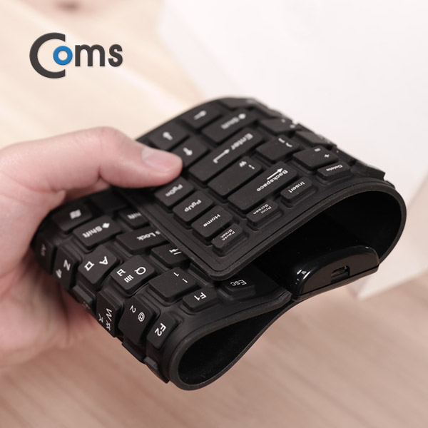 Coms 롤 키보드 실리콘 블루투스, 블랙
