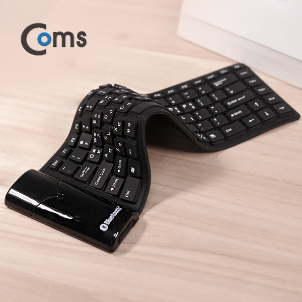 Coms 롤 키보드 실리콘 블루투스, 블랙