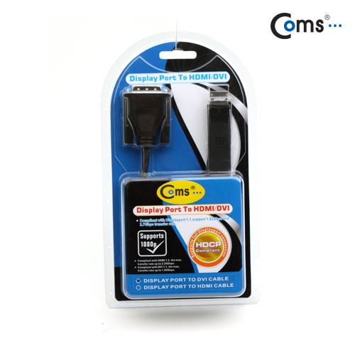 Coms 디스플레이 포트 케이블(DVI 변환) 1.8M/VE560/DP/DisplayPort