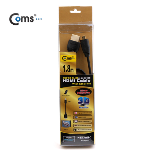 Coms HDMI/Micro HDMI 케이블(V1.4) 1.8M, black