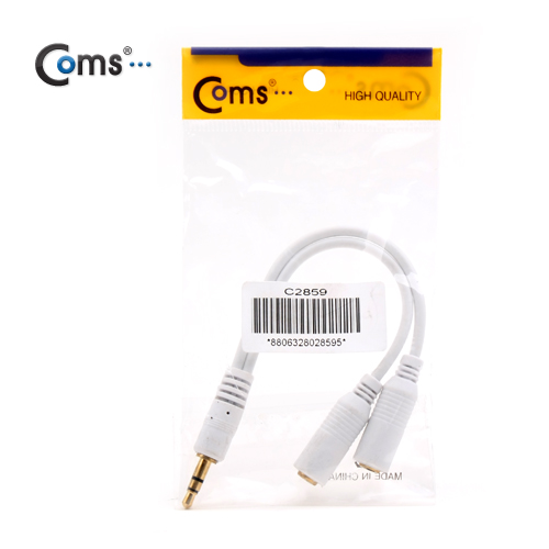 Coms 스테레오 케이블 (Y형), 10cm/이어폰 슬림형/Stereo