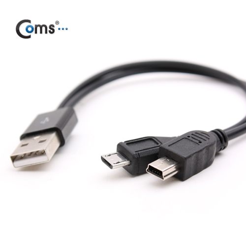 Coms USB 2.0 케이블(Short/Micro B + Mini 5P), 충전용 x검정/흰색
