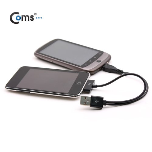 Coms USB 2.0 케이블(Short/Micro B + iOS 스마트폰), 충전용 - 검정/흰색