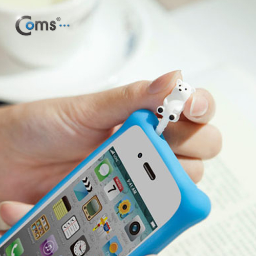 Coms 스마트폰 이어캡, 곰 캐릭터 (화이트)