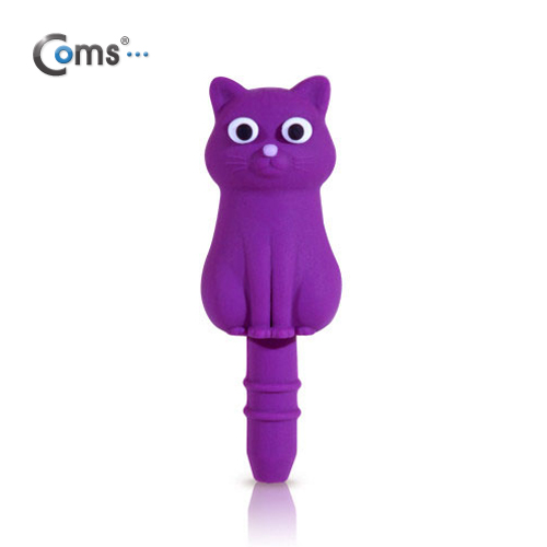 Coms 스마트폰 이어캡, 고양이 캐릭터 (보라색)