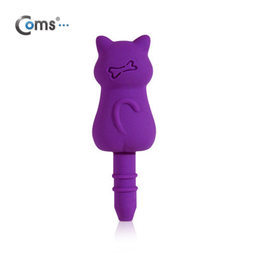 Coms 스마트폰 이어캡, 고양이 캐릭터 (보라색)