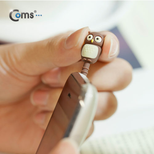 Coms 스마트폰 이어캡, 부엉이 캐릭터 (브라운)