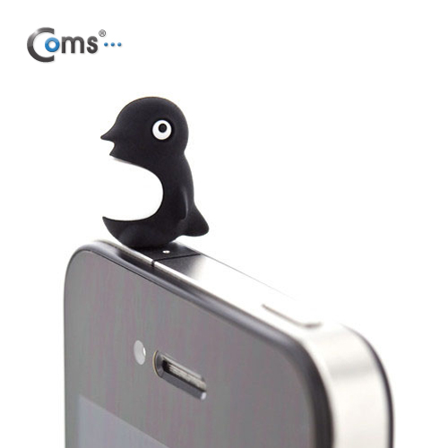 Coms 스마트폰 이어캡, 팽귄 캐릭터 (블랙)