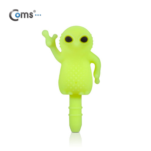 Coms 스마트폰 이어캡, 외계인 캐릭터 (형광색), 야광기능