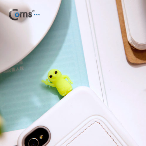 Coms 스마트폰 이어캡, 외계인 캐릭터 (형광색), 야광기능