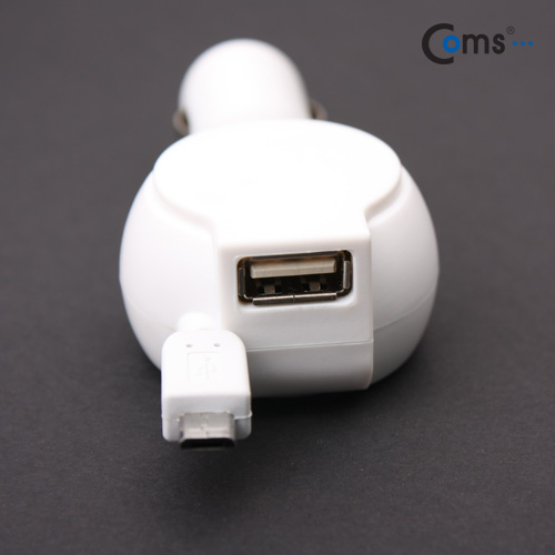 Coms DC 시가잭 USB 1P+Micro B(자동감김-70cm), 2.1  흑색/백색