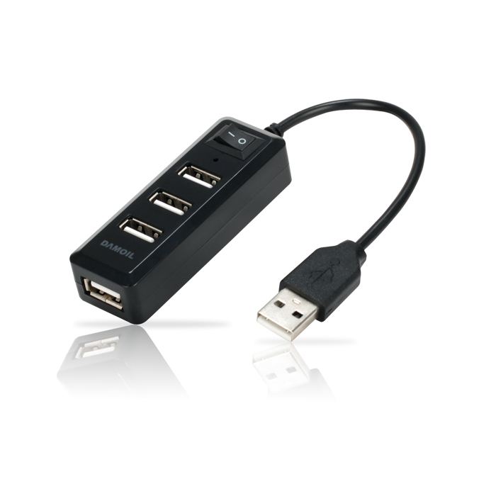 DA-USBHUB204 다모일 USB2.0 4포트 USB허브 블랙 (리피터기능내장)
