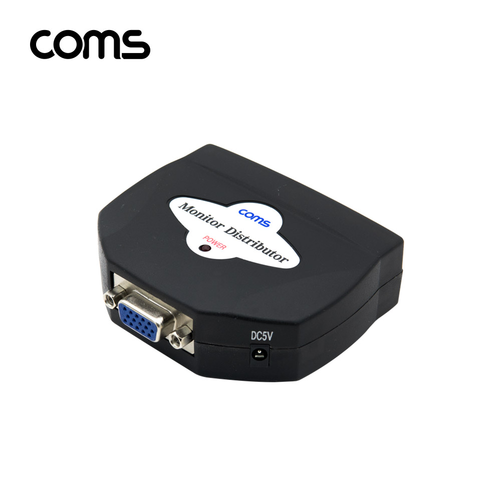 Coms 모니터 분배기 2:1, 어댑터 포함 (DC5V/600mA 3.5-1.3)
