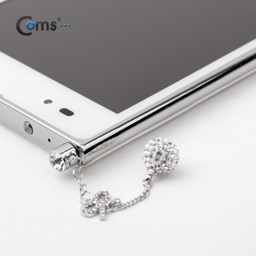 Coms 스마트폰 이어캡(큐빅/수작업) - 원형 반짝이, 실버