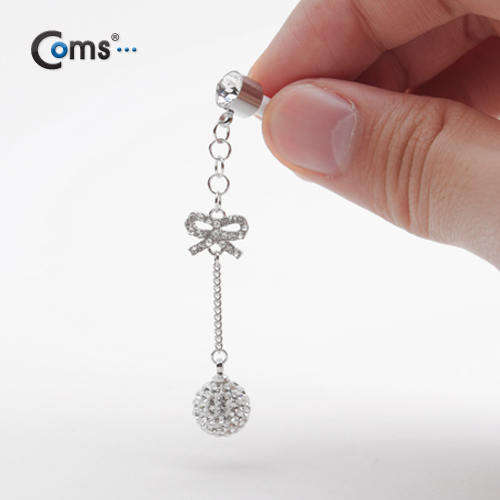 Coms 스마트폰 이어캡(큐빅/수작업) - 원형 반짝이, 실버