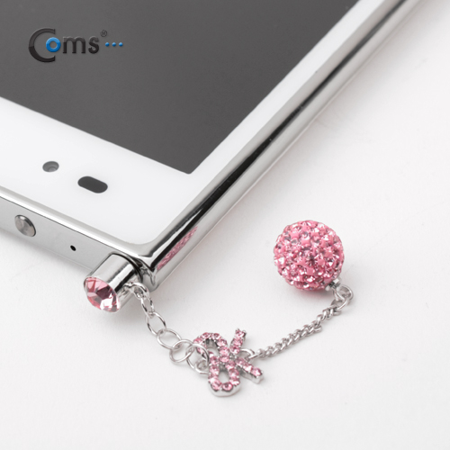Coms 스마트폰 이어캡(큐빅/수작업) - 원형 반짝이, 핑크