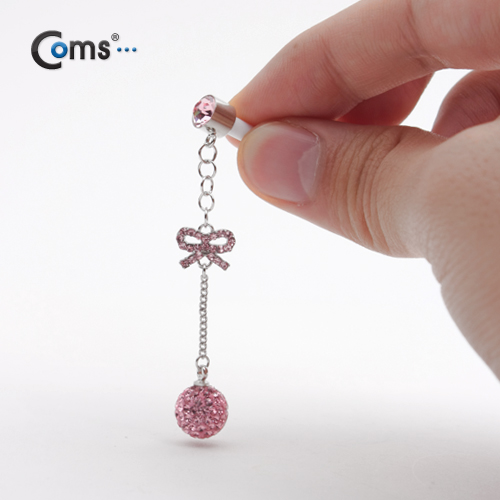 Coms 스마트폰 이어캡(큐빅/수작업) - 원형 반짝이, 핑크