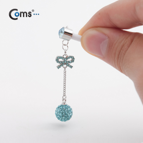 Coms 스마트폰 이어캡(큐빅/수작업) - 원형 반짝이, 블루