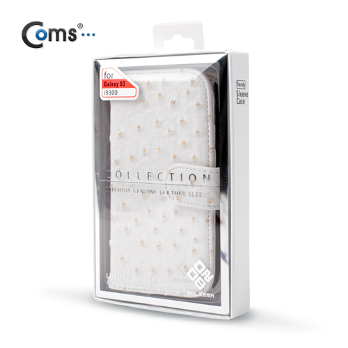 Coms 갤럭시 S3 케이스 - 지갑/다이어리형,화이트 비스킷무늬/3G전용