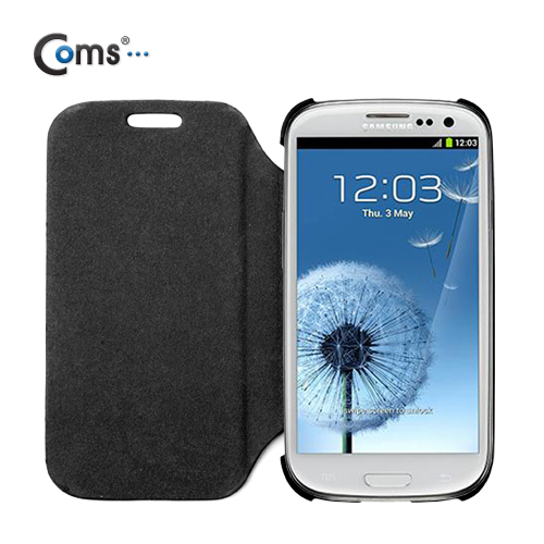 Coms 갤럭시 S3 케이스 - 플립형, 블랙/3G전용
