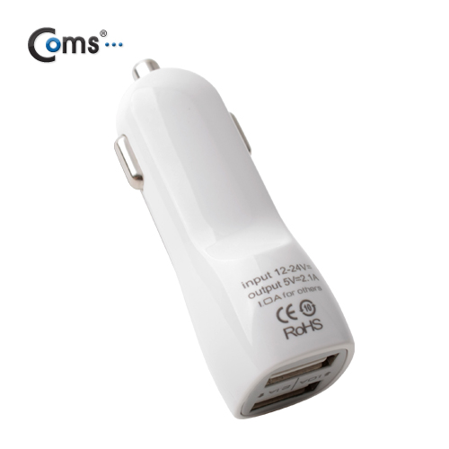 Coms 차량용 USB전원 세트(2.1A USB시가잭+ 케이블) IOS/Micro USB
