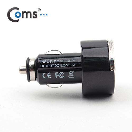 Coms USB 전원(DC 시가잭), USB 2P(2.1A/1A) 블랙/화이트 / 시거잭