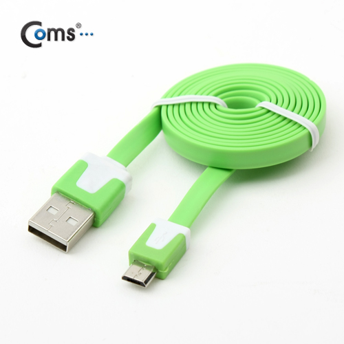 Coms USB/Micro B 플랫 케이블 충전&데이터 (그린)