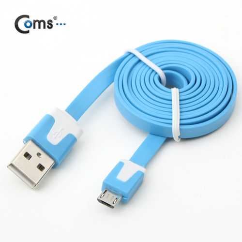 Coms USB/Micro B 플랫 케이블 충전&데이터 (블루)
