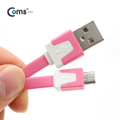 Coms USB/Micro B 플랫 케이블 충전&데이터 (핑크)