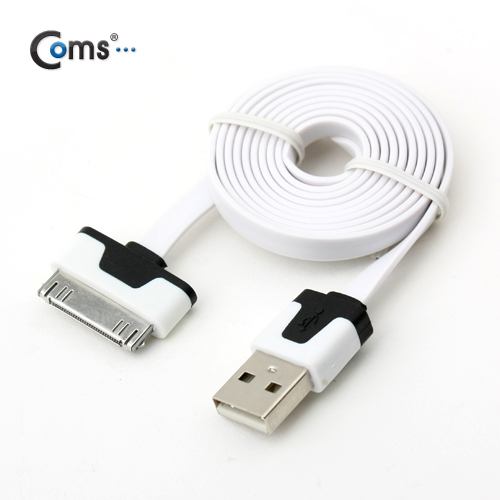 Coms iOS 스마트폰 플랫 케이블 2M 충전/데이터(화이트)/8핀