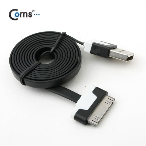 Coms iOS 스마트폰 플랫 케이블 3M 충전/데이터(블랙)/8핀
