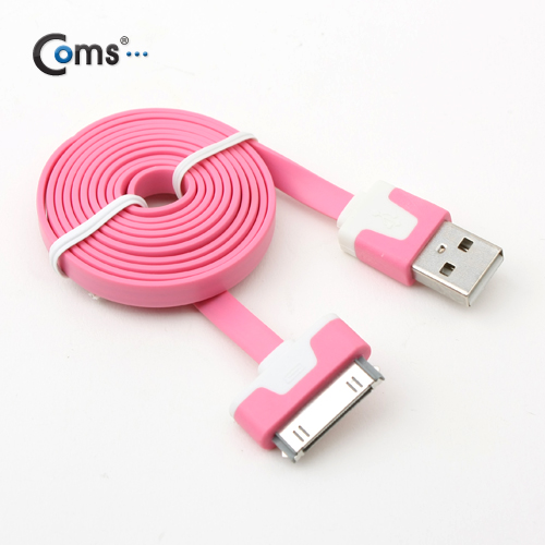 Coms iOS 스마트폰 플랫 케이블 충전&데이터 (핑크)/8핀